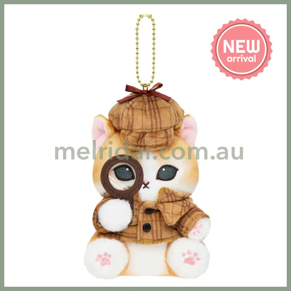 MOFUSAND | Mascot Holder Plush Keychain 155×120×90mm (Mofumofu Journey Cat - Detective)