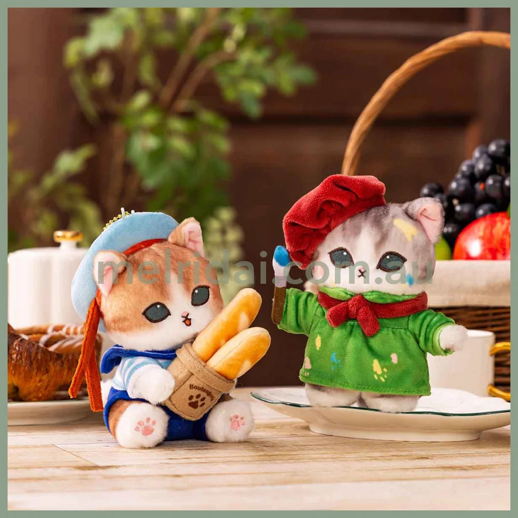 MOFUSAND | Mascot Holder Plush Keychain 155×120×90mm (Mofumofu Journey Cat - Parisian French Bread)