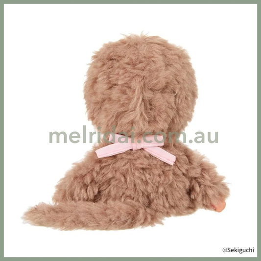 Monchhichi | Fluffy Curly Sweet Brown Plush Dolls Plush Toy H19 x W13 x D7.5cm (Pink)