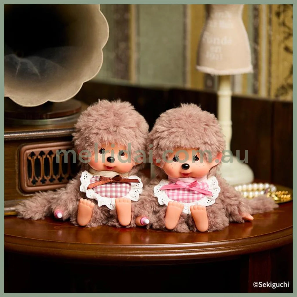 Monchhichi | Fluffy Curly Sweet Brown Plush Dolls Plush Toy H19 x W13 x D7.5cm (Pink)