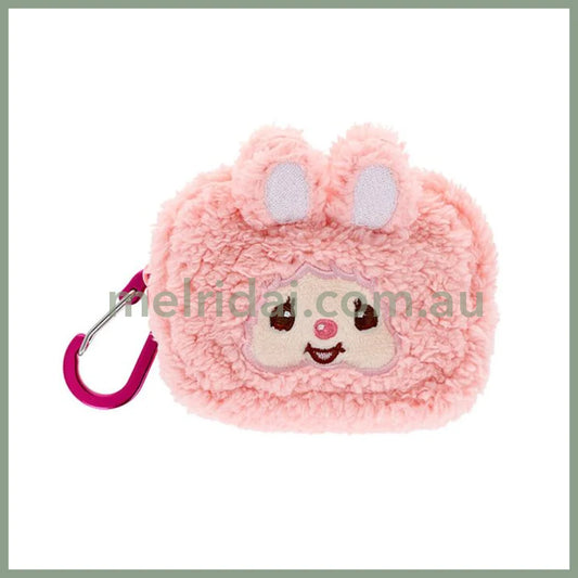 Monchhichi | Fluffy Mascot Mini Pouch with Carabiner 90×65×40mm (Chimutan Face)
