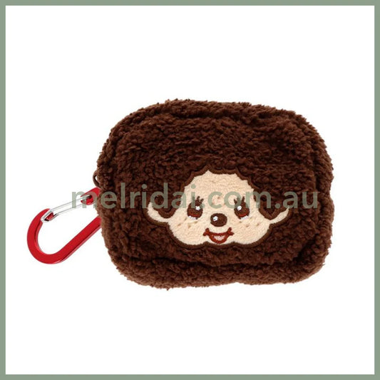 Monchhichi | Fluffy Mascot Mini Pouch with Carabiner 90×65×40mm (Monchhichi-kun Face)