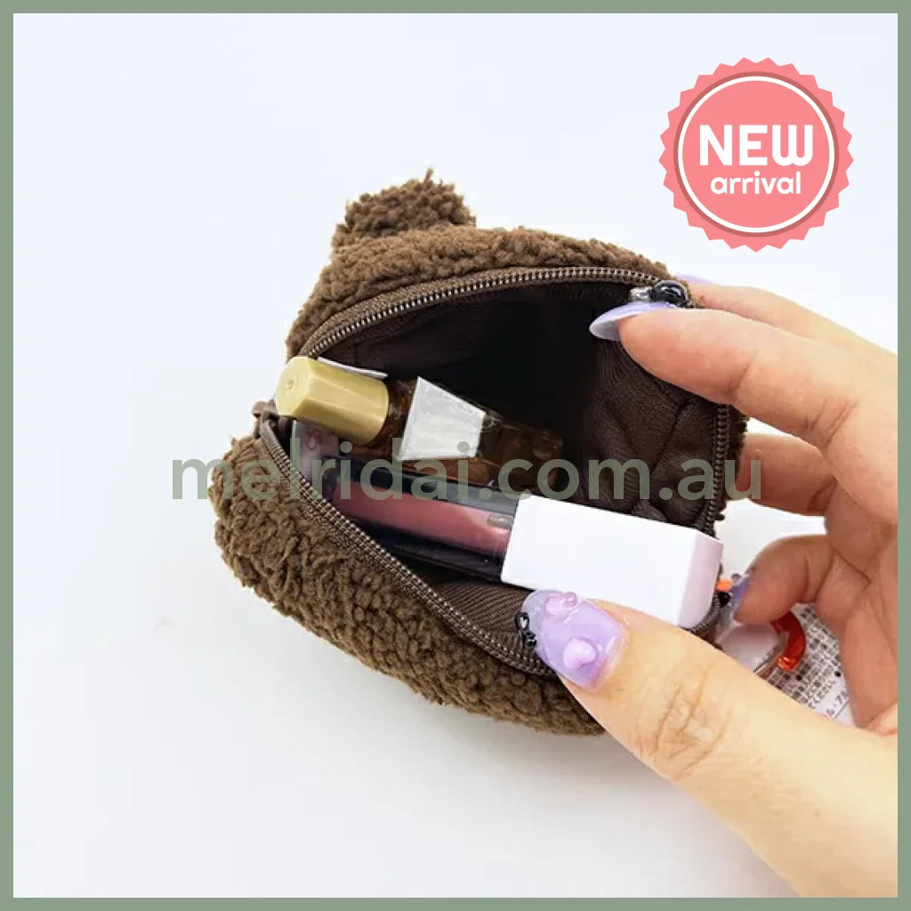 Monchhichi | Fluffy Mascot Mini Pouch with Carabiner 90×65×40mm (Monchhichi-kun Face)