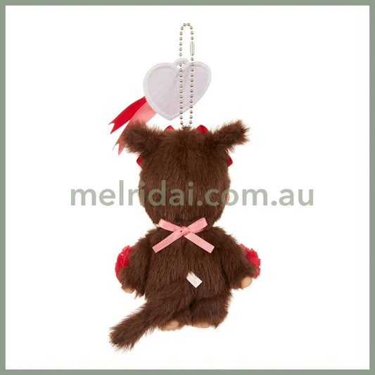 Monchhichi | Girl Mascot Holder Plush Keychain Bag Charm H16.5×W8.5×D5.5cm (Happy Color)