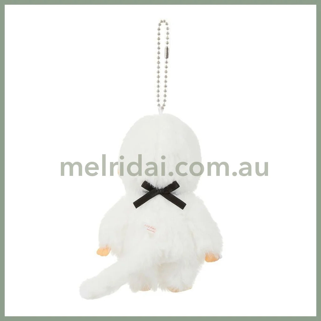 Monchhichi | Mascot Holder Plush Keychain Bag Charm H13.5×W8.5×D5.5cm (Happy Colors - White)