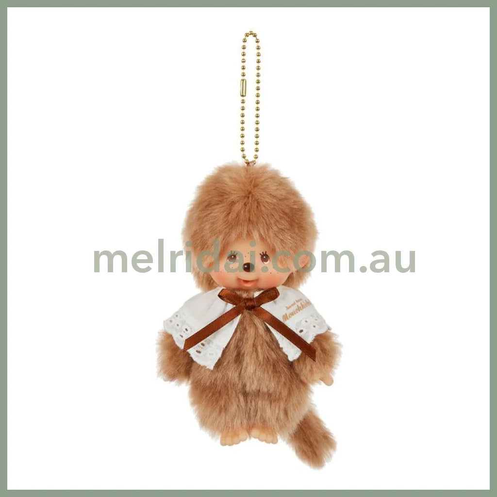 Monchhichi | Mascot Holder Plush Keychain Bag Charm H13.5×W8.5×D5.5cm (Sweet Brown Series)