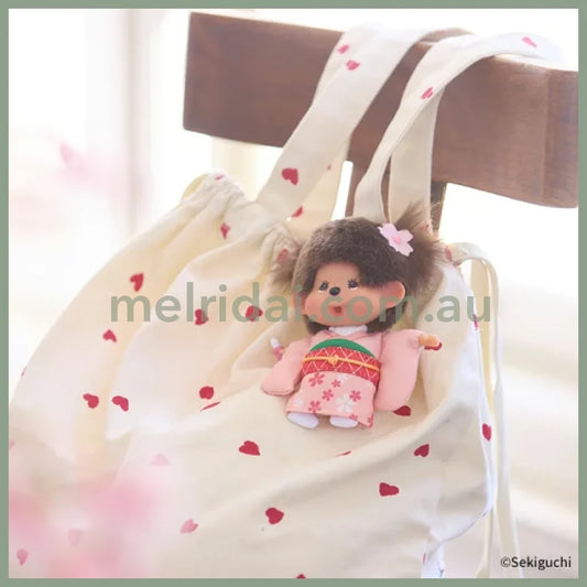 Monchhichi | Plush Keychain Bag Charm H12×W10×D5.5cm (Cherry Blossom / Sakura Kimono)