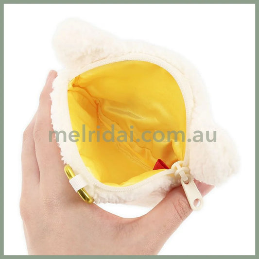 Monchhichi | Plush Zipper Mini Pouch Keychain Key Holder H14×W10.5×D2.5cm (White)