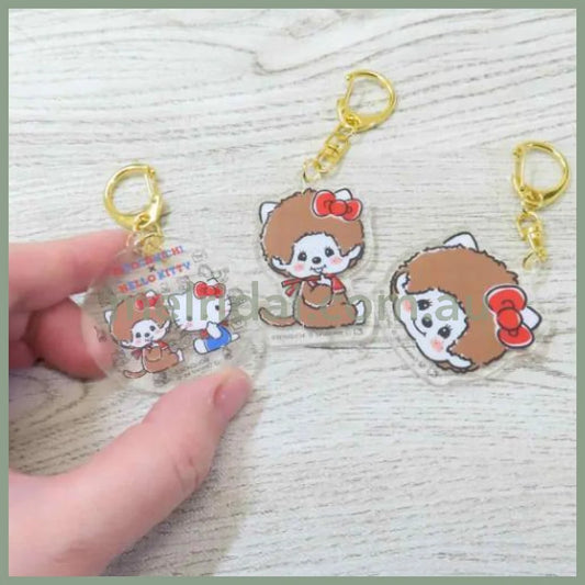 Monchhichi × Sanrio | Acrylic Keychain Keyring 4.9 X 4.3 1.0Cm (Hello Kitty)
