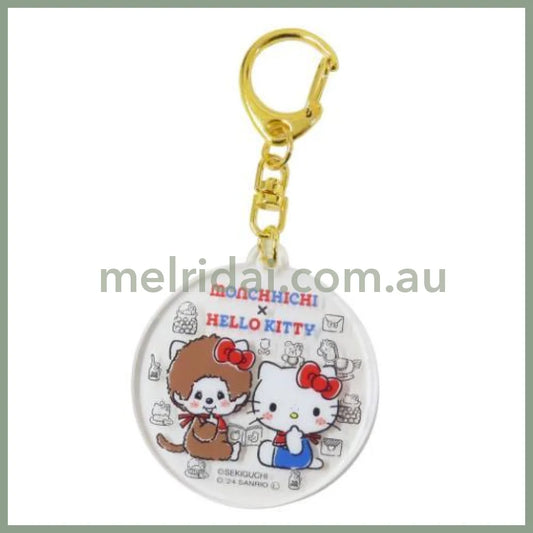 Monchhichi × Sanrio | Acrylic Keychain Keyring 4.9 X 4.3 1.0Cm (Hello Kitty)