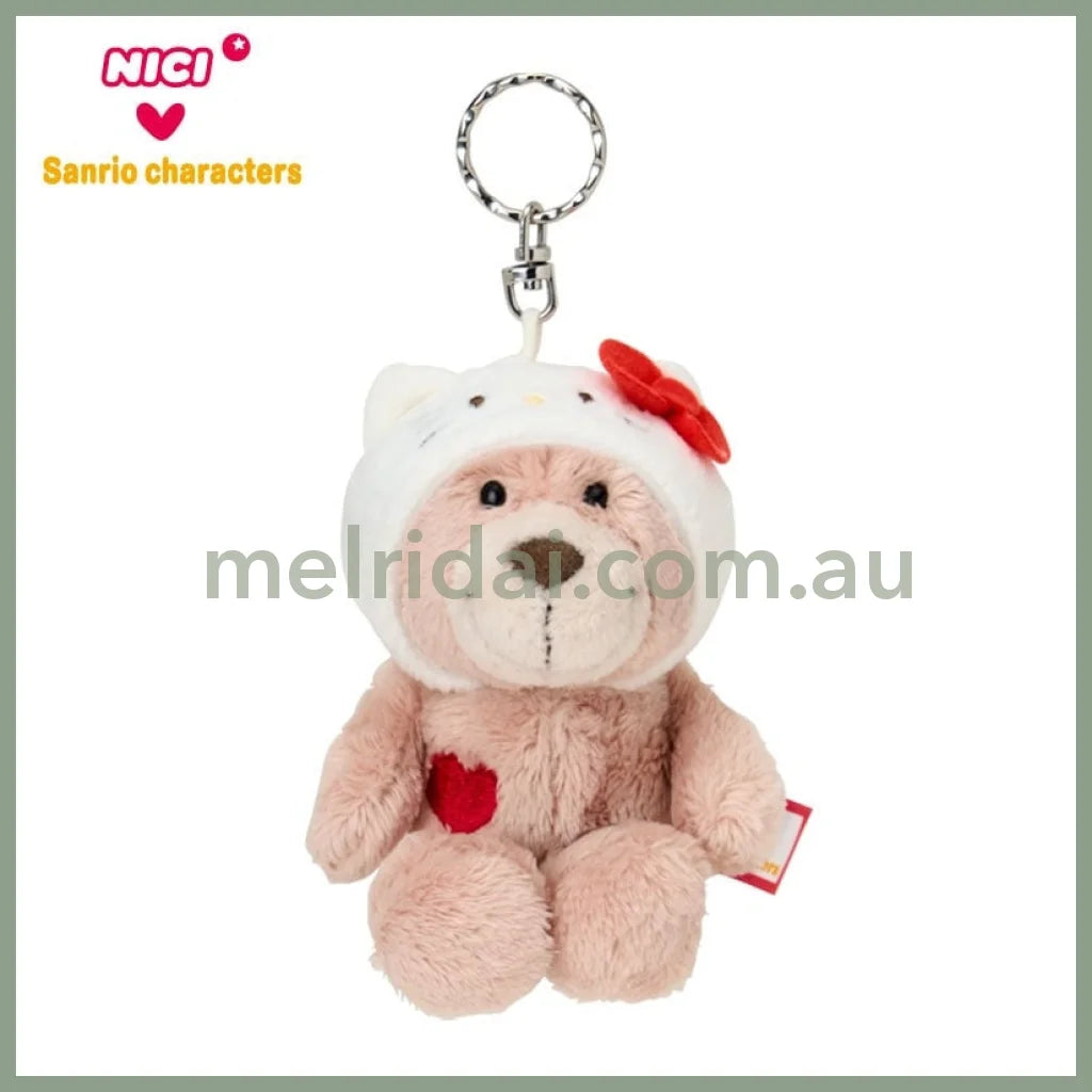 NICI x SANRIO | Love Bear Hello Kitty Mascot Holer Plush Keychain Bag Charm W12×D6×H8cm