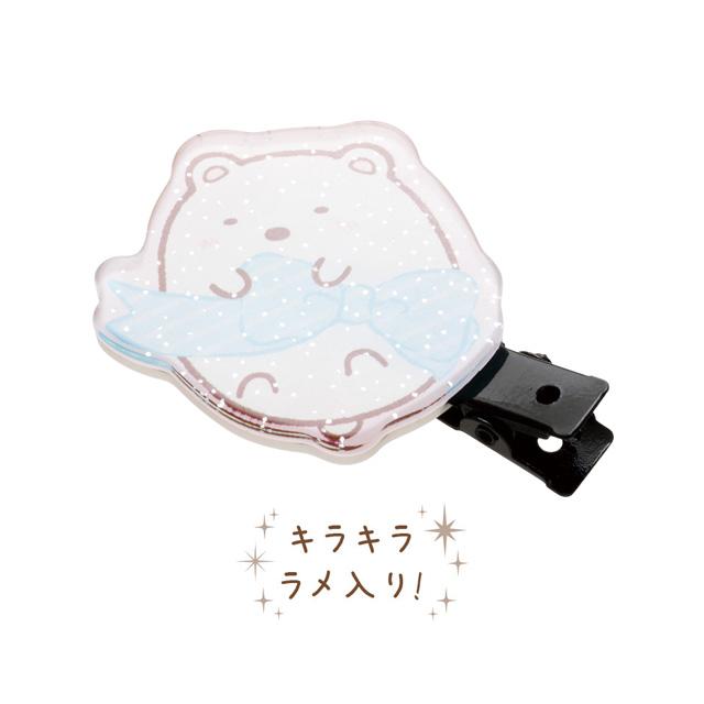 SAN-X | Sumikko Gurashi Hair Clip Set Bangs Clip Set 130×80mm (Ribbon Glitter Shirokuma & Tokage)