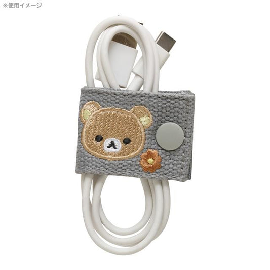 SAN-X | Rilakkuma Cord Holder Embroidered Grey 40×105mm