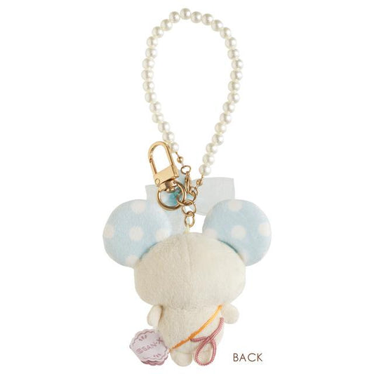 SAN-X | Sugarcocomuu Hanging Plush Bag Charm Keychain 80×80×25mm (Pop Pearl Ribbon Mouse)