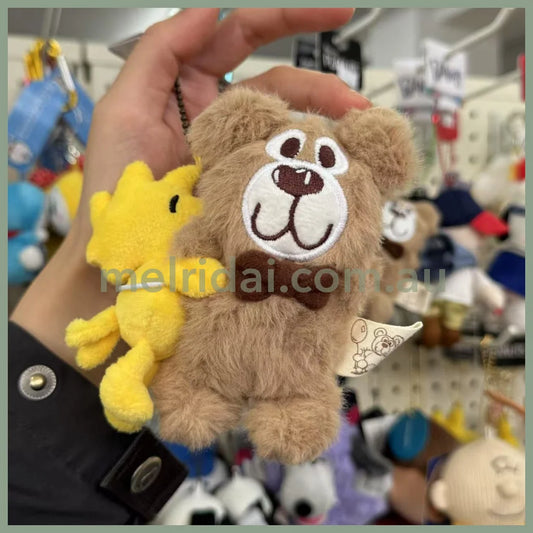 PEANUTS | Mascot Holder Plush Keychain Bag Charm 13×11×4cm (Woodstock Hug Teddy Bear)