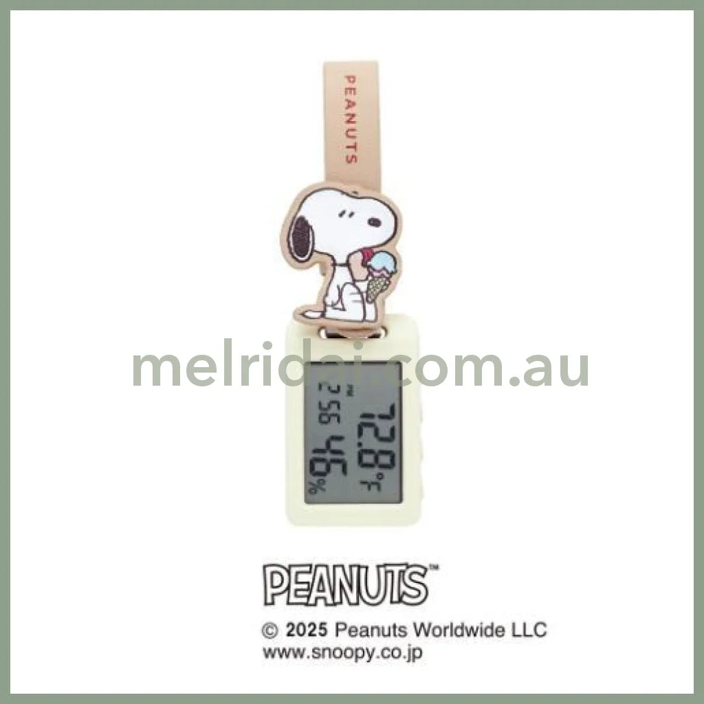 Digital Clock Temperature and Humidity Watch Beige