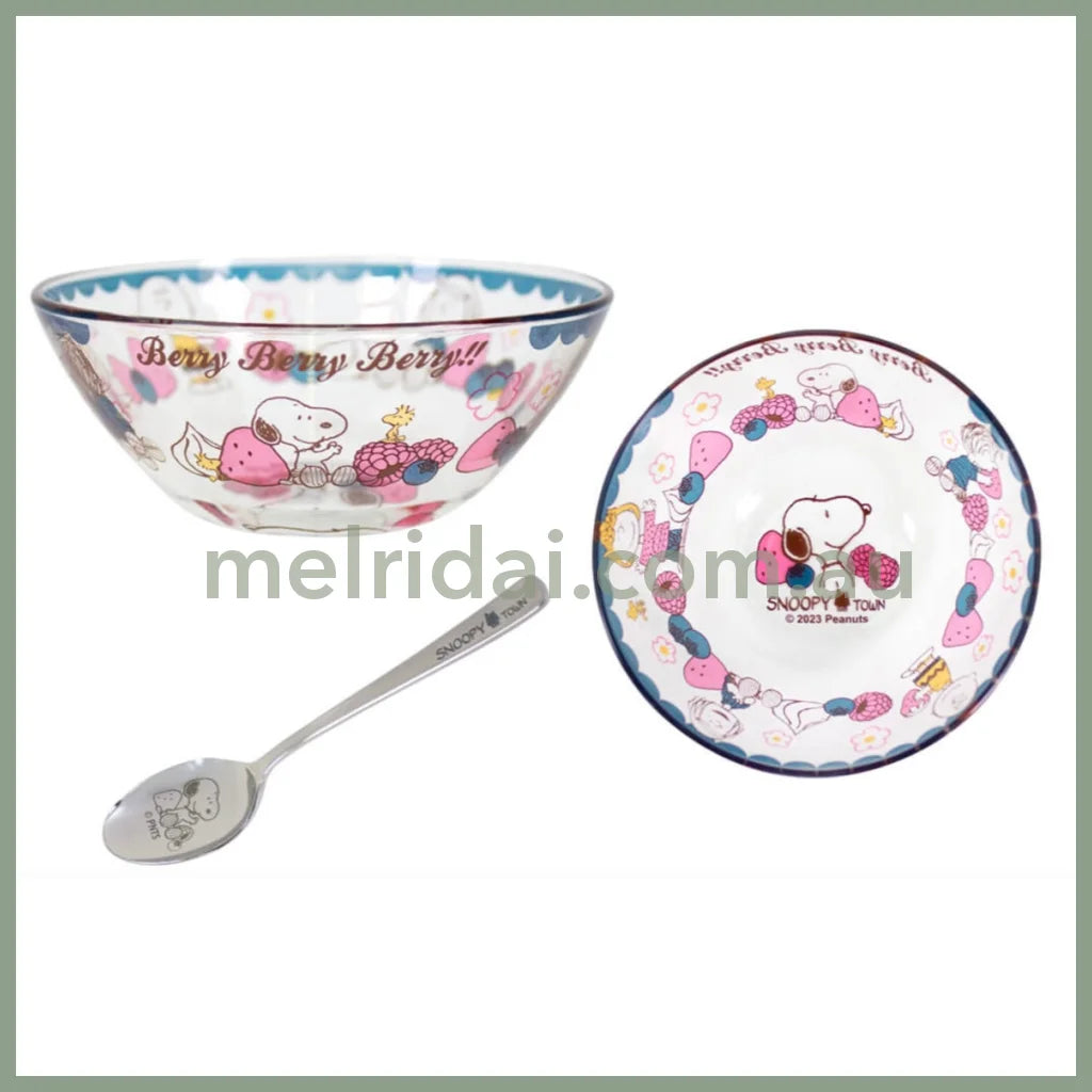 Peanutssnoopy Glass Bowl & Spoon Berry Berry!! +