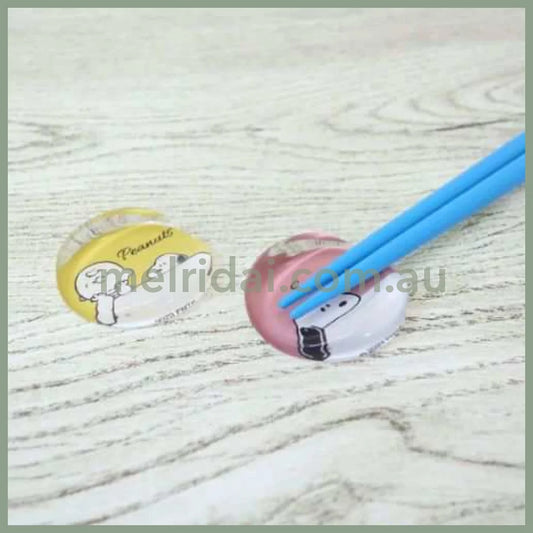 Peanuts | Snoopy Glass Chopsticks Rest Set Of 2 Yellow+Pink