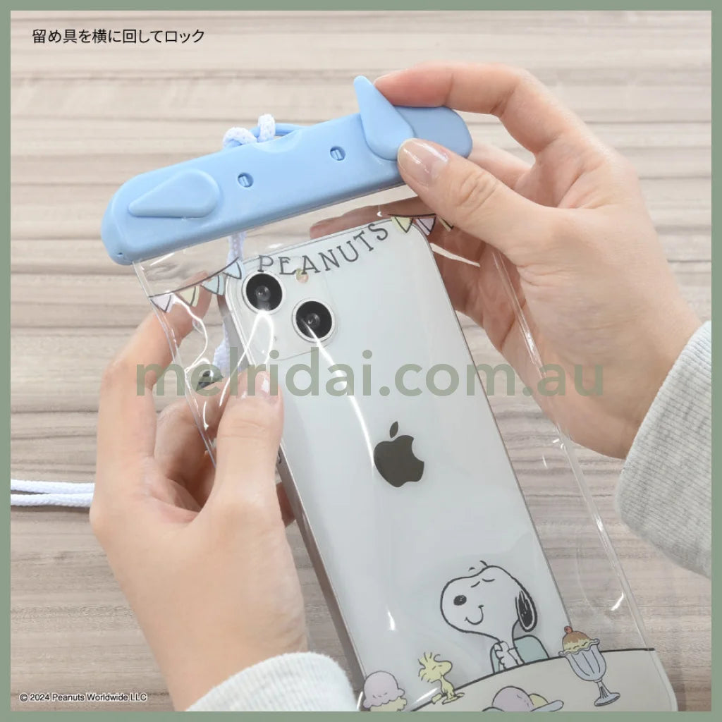 Peanuts | Snoopy Gourmandise Waterproof Pouch H216Mm×W121Mm×D12Mm 史努比 可斜挎手机/电子产品/小物品 防水袋/保护套 Blue