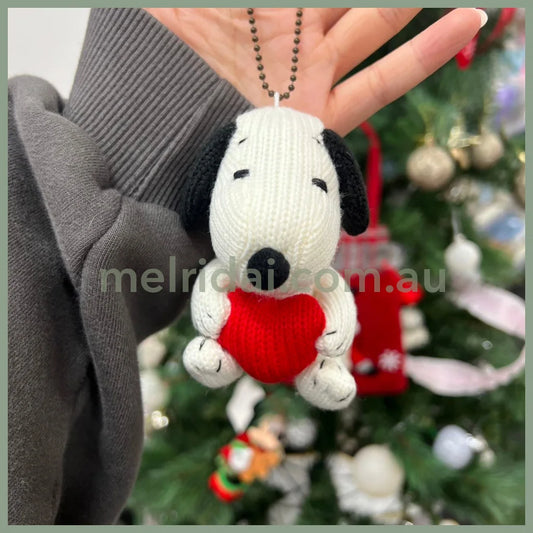 Peanuts | Snoopy Knit Mascot Holder Plush Keychain H9 X W9 D7Cm (Heart)