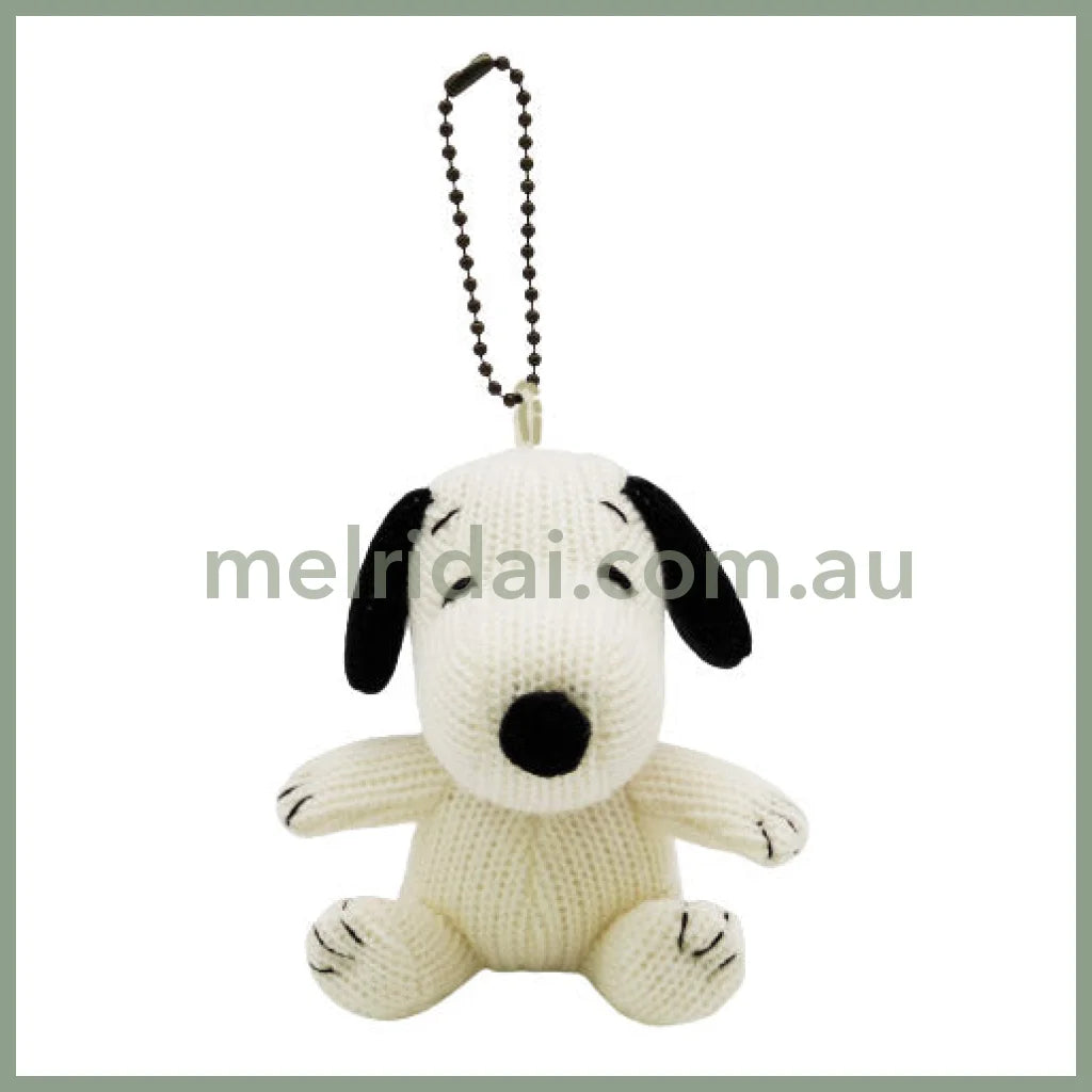 Peanuts | Snoopy Knit Mascot Holder Plush Keychain H9 X W9 D7Cm (White)