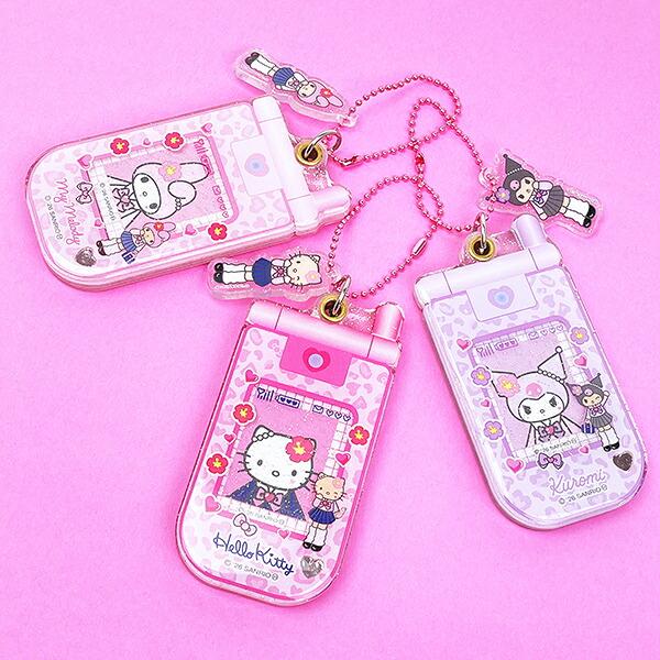 SANRIO | Kuromi Style Up Flip Phone Style Acrylic Keychain 90×45×7mm (Gogo Gal Collection)