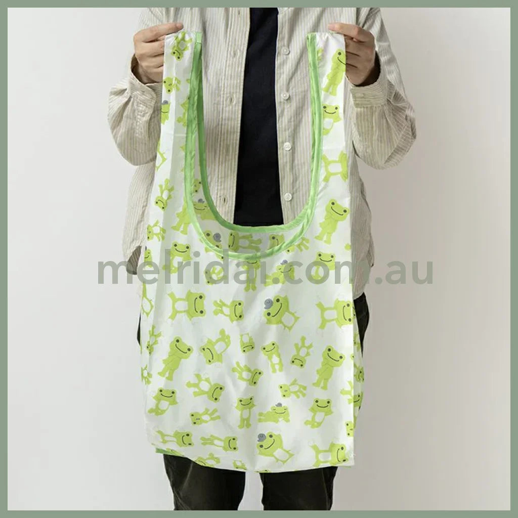 Pickles the Frog | Eco Shopping Tote Bag Bag Charm with Carabiner (Face Beige)