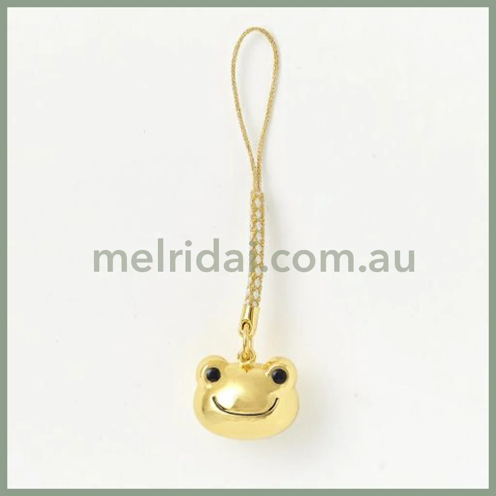 Pickles the Frog | Face Shaped Bell Phone Charm H2×W2×D1.5cm (Gold)