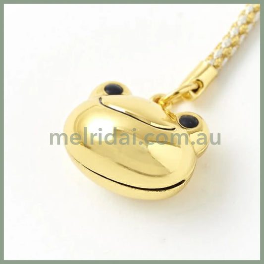Pickles the Frog | Face Shaped Bell Phone Charm H2×W2×D1.5cm (Gold)