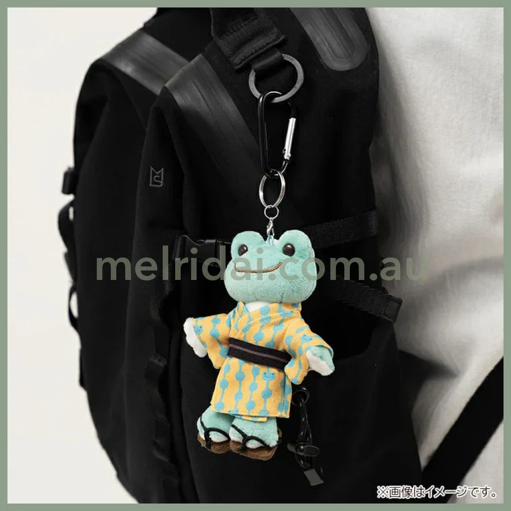 Pickles the Frog | Plush Keychain Bag Charm with Carabiner H14.5×W8×D4cm (Yukata Lucky Day)