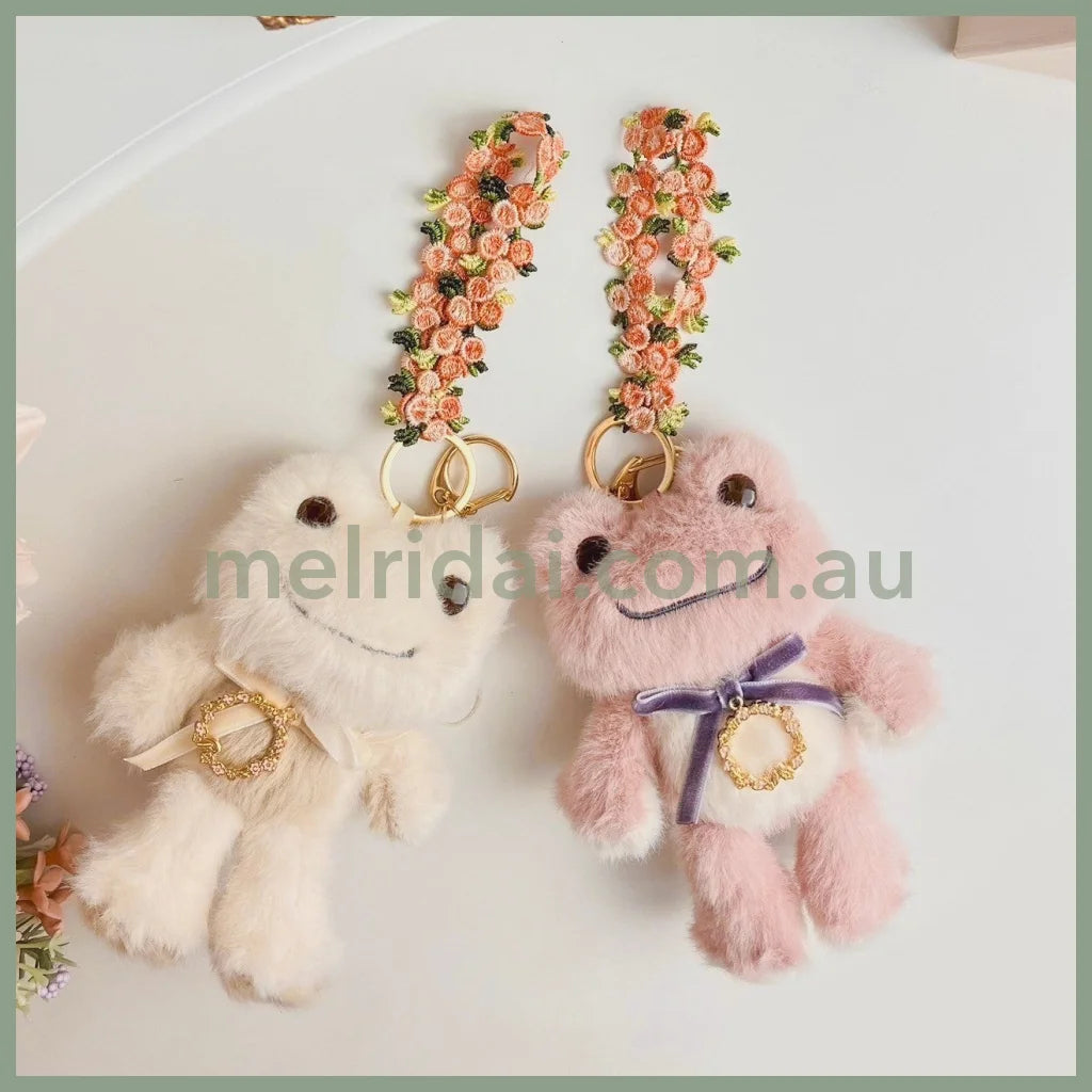 Pickles the Frog | Plush Keychain Macot Holder H15×W11×D5cm (Enchante Beige)