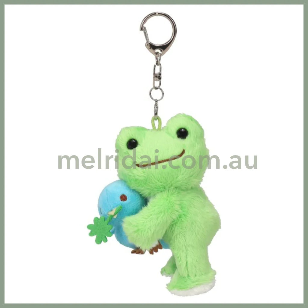 Pickles the Frog | Plush Keychain Mascot Holder H12.5×W8×D6cm (Blue Bird Wakaba Green)