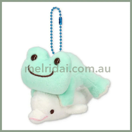 Pickles the Frog | Plush Keychain Mascot Holder H8×W8.5×D12cm (Sea Friends Dolphin)