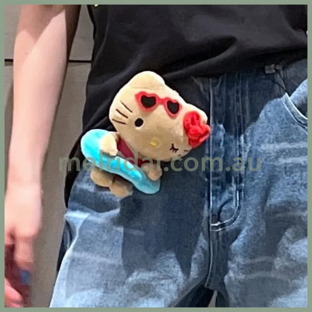 RODEO CROWNS x SANRIO | Hello Kitty Tanned Sereis Mascot Holder Plush Keychain Bag Charm 12cm Approx. (Vacation
