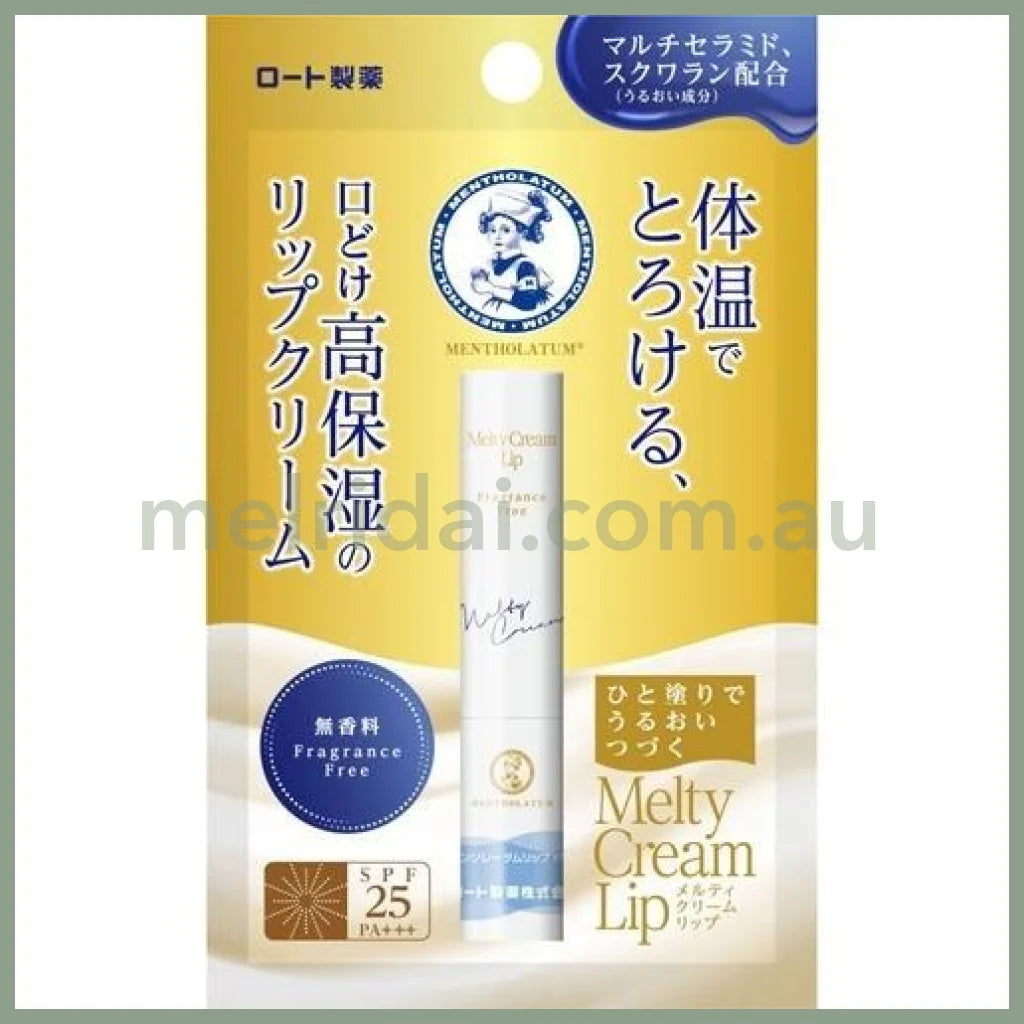 Rohtomentholatum Melty Cream Lip Stick Balm Spf25 Pa+++ Unscented