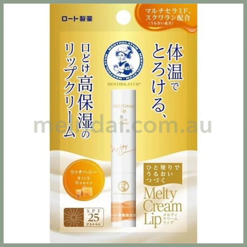 Rohtomentholatum Melty Cream Lip Stick Balm Spf25 Pa+++ Rich Honey