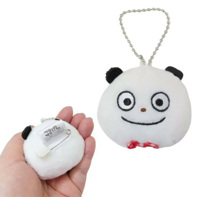 Studio UG | Panda Face Shape Mascot Holder Bag Charm Plush Keychain with Badge 65x55x30mm