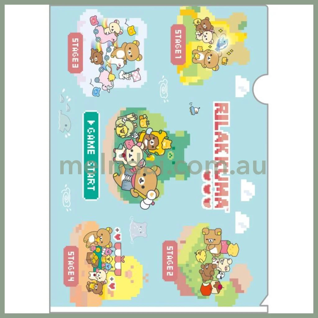 SAN-X | A4 Clear File Folder Document Folder 310×220mm (Rilakkuma Gaming - Game Start)