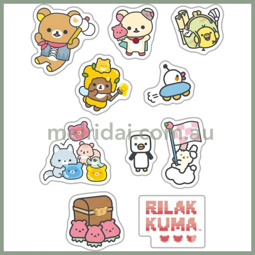 SAN-X | Clear Seal Bits Sticker Pack 100 x 115 x 20 mm (Rilakkuma Gaming Pixel Art)