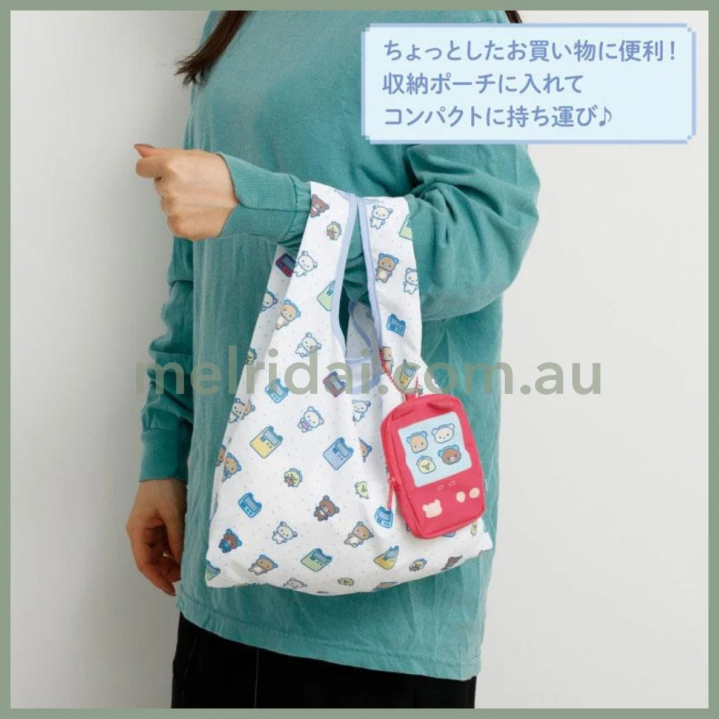 SAN-X | Eco Shopping Bag & Mascot Pouch 100 x 115 x 20 mm (Rilakkuma Gaming Pixel Art)