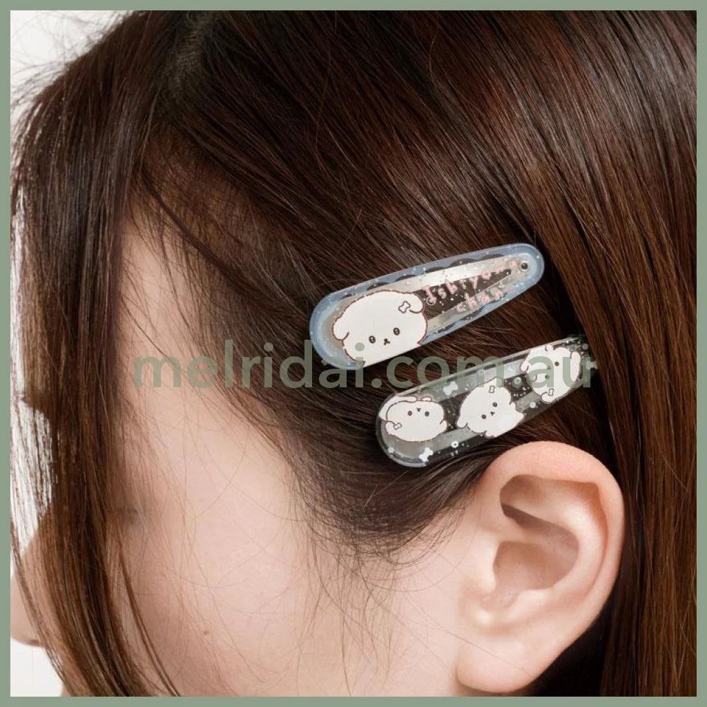 SAN-X | Ishiyowa-chan/Ishiyowachan Hair Clip HairPin Set of Two Clear Different Colors with Glitter 20 x 55 mm