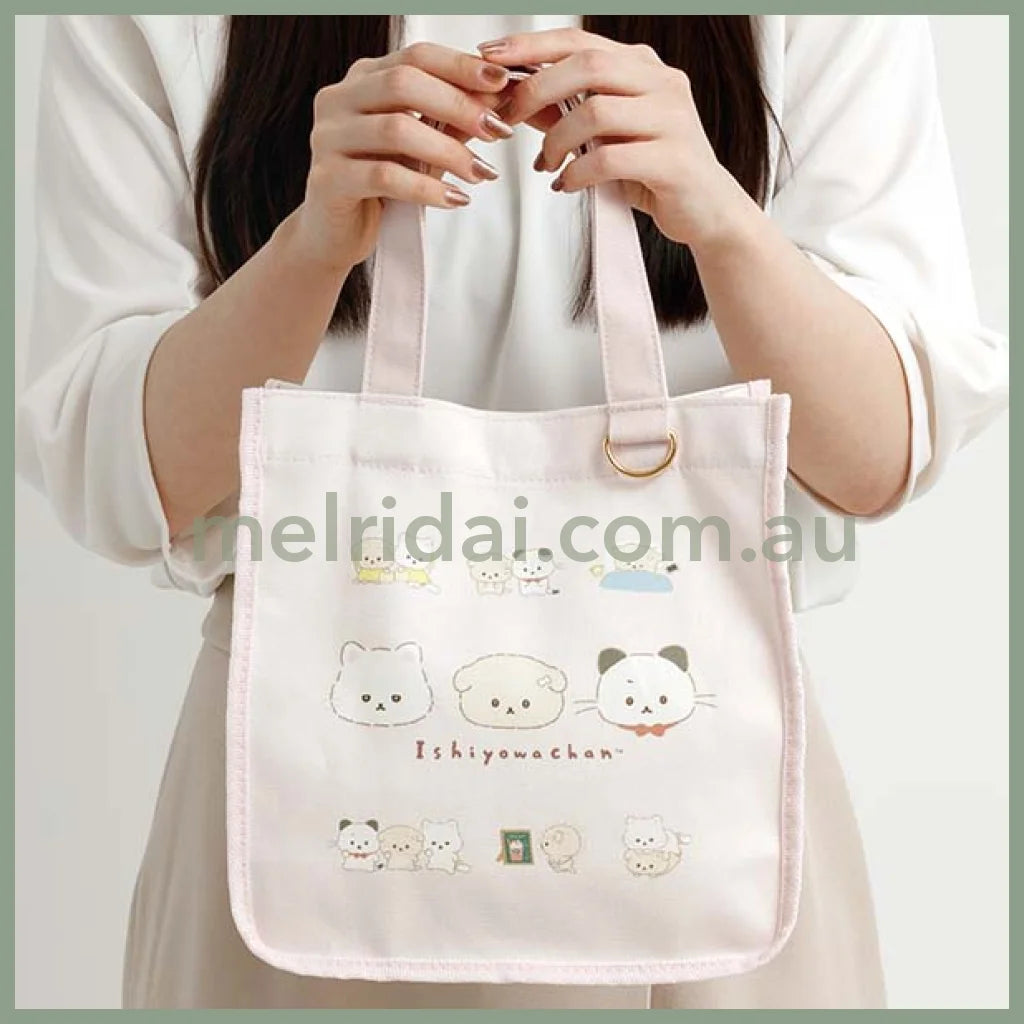 SAN-X | Ishiyowa-chan Mini Tote Bag 250×240×100mm (Junior Chan Appears Pink)