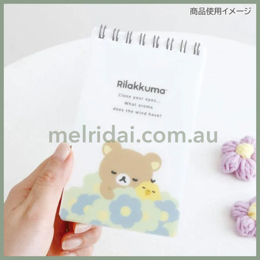 San-X | Kiiroitori & Rilakkuma Long SP Memo Ring Memo Pad - A 135×80mm (Basic Rilakkuma Flower)