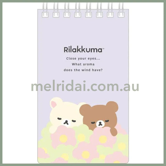 San-X | Kiiroitori & Rilakkuma Long SP Memo Ring Memo Pad - B 135×80mm (Basic Rilakkuma Flower)