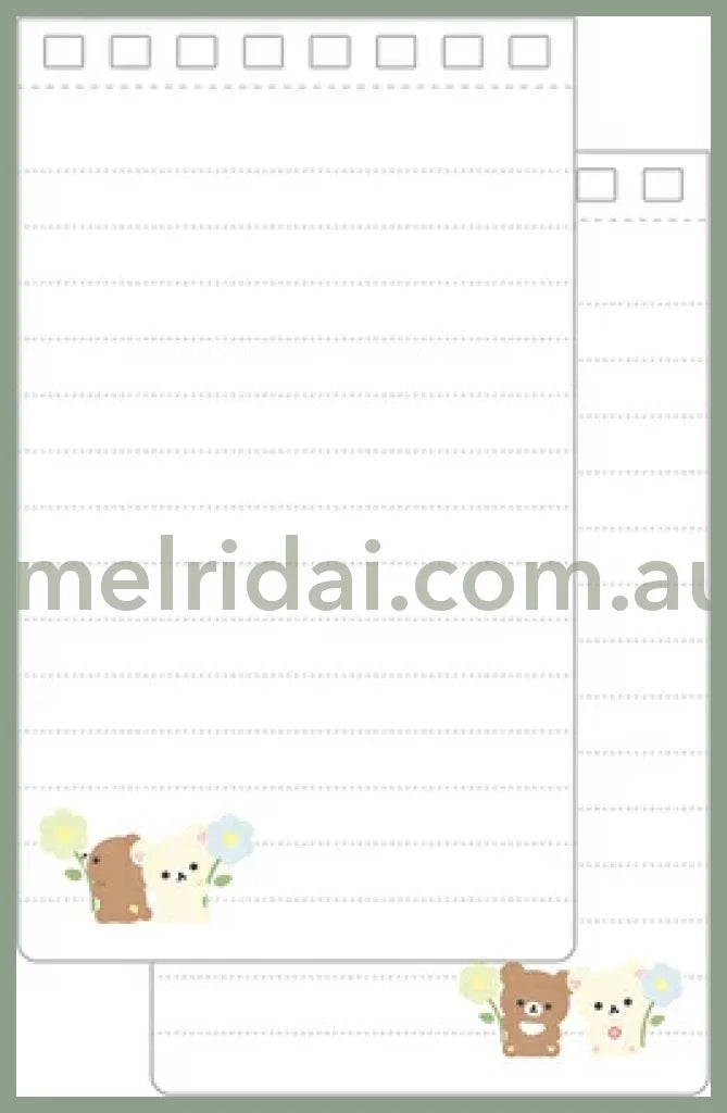 San-X | Kiiroitori & Rilakkuma Long SP Memo Ring Memo Pad - B 135×80mm (Basic Rilakkuma Flower)