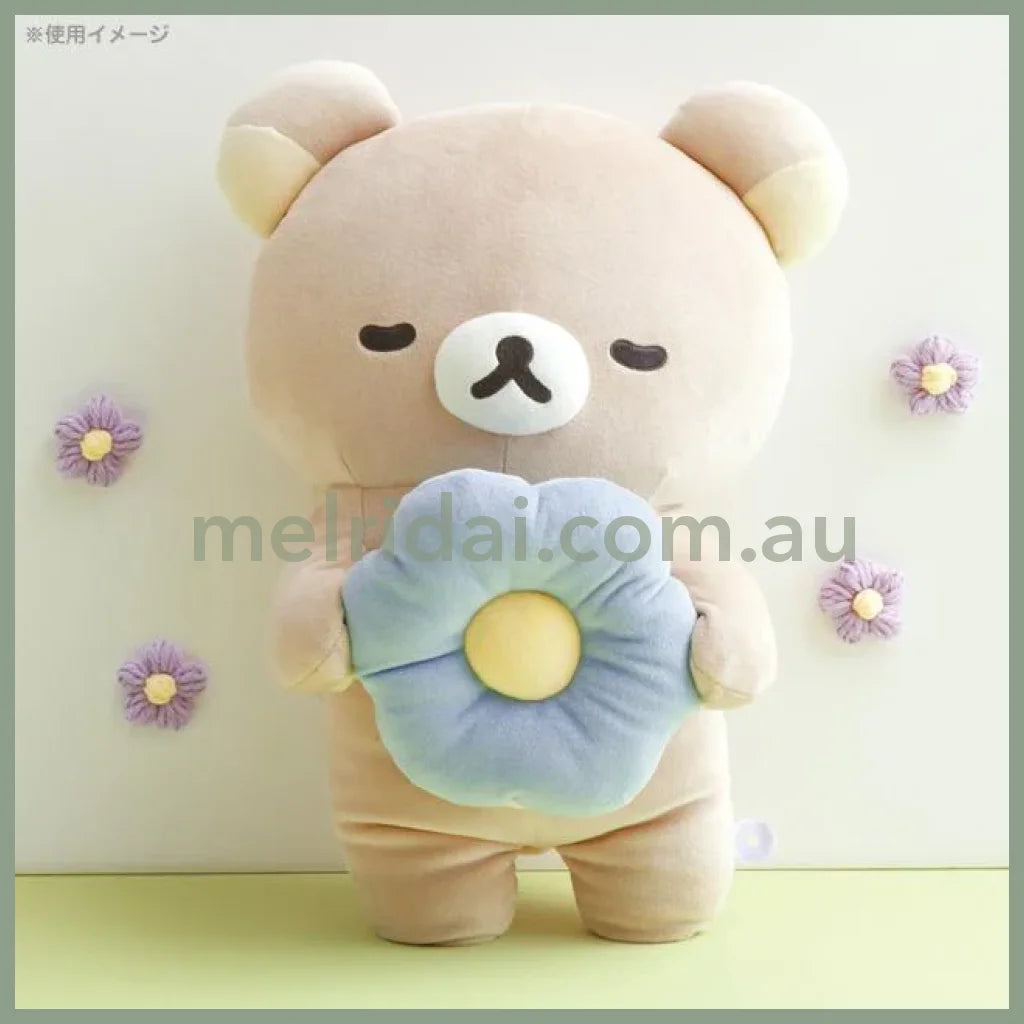 San-X | Korilakkuma Die-cut Cushion Plush Toy Plush Doll 390×270×160mm (Basic Rilakkuma Flower)