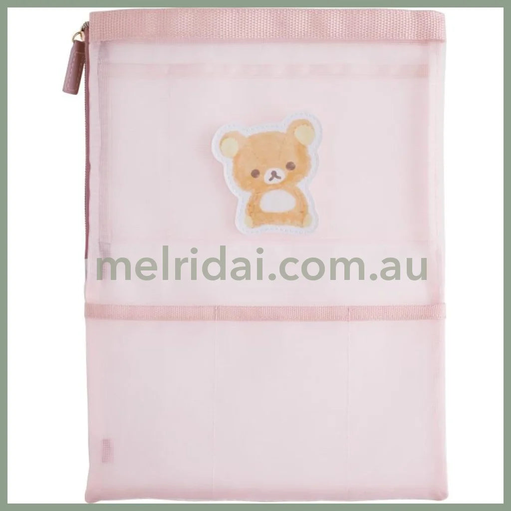SAN-X | Rilakkuma A4 Flat Mesh Pouch Bag in Bag 80×100mm (Pink)