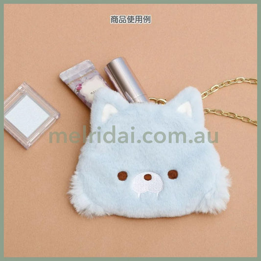 San-X | Rilakkuma Blue Wolf Coin Case Face-Shaped Pouch 100×110×10Mm (Aokogu Otomari)