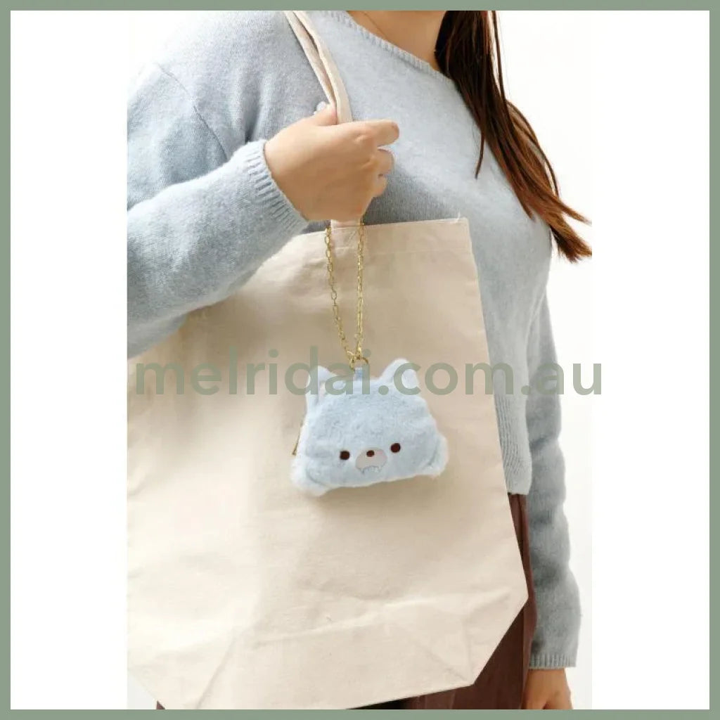 San-X | Rilakkuma Blue Wolf Coin Case Face-Shaped Pouch 100×110×10Mm (Aokogu Otomari)