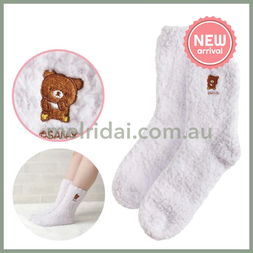 SAN-X | Rilakkuma Chairoikoguma Chilling Room Socks 23~25cm (Sleeping Together Series)